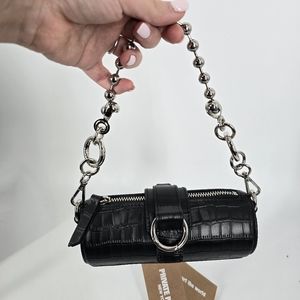 Private Policy Mini Black Barrel Bag Leather NEW